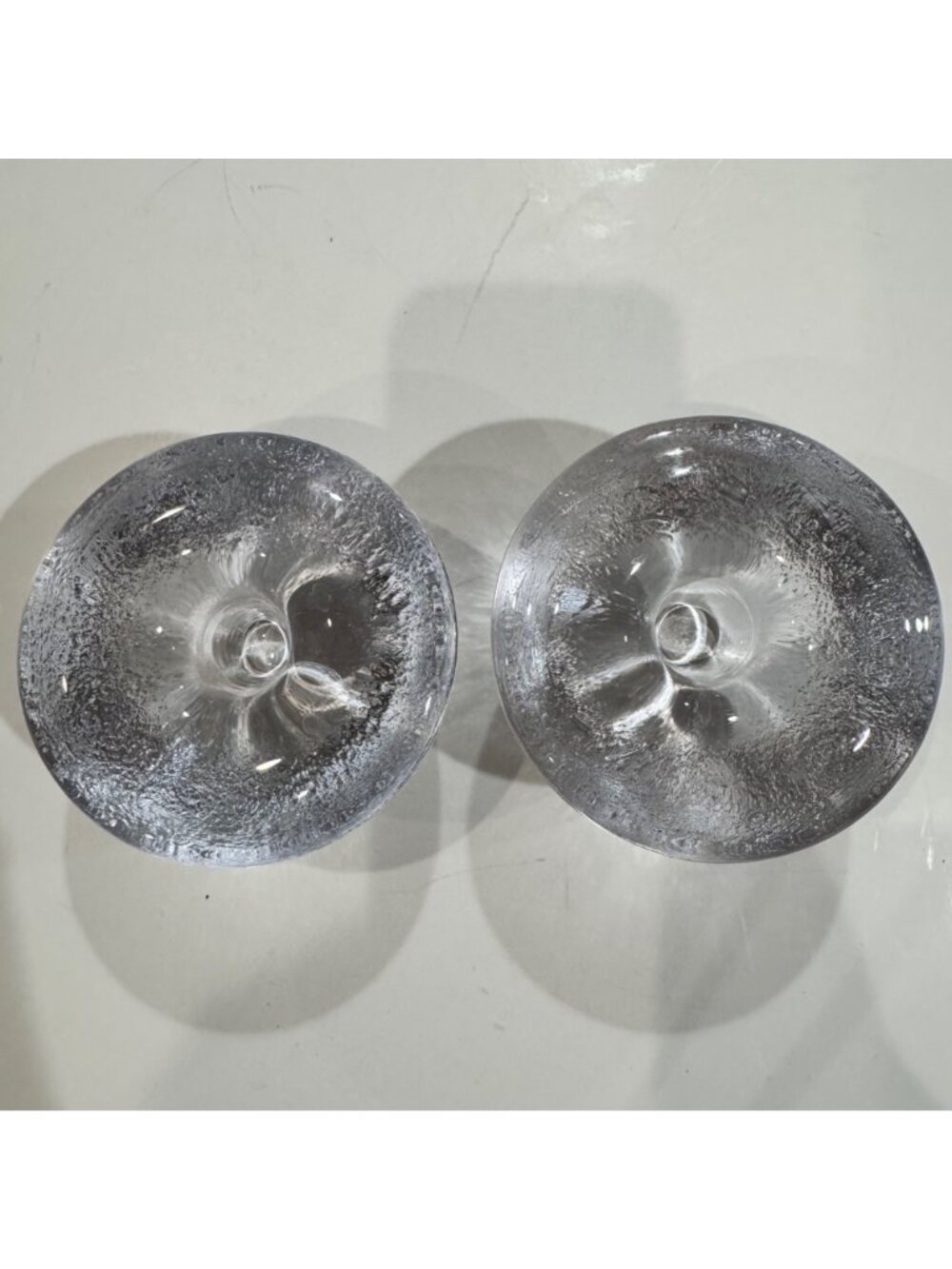 Blenko Clear Glass Taper Candle Holders Heavy 4" in Set of 2 Vtg MCM Home Decor - Picture 3 of 12